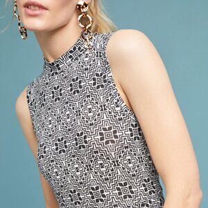 Anthropologie Black and White Geometric Midi Dress